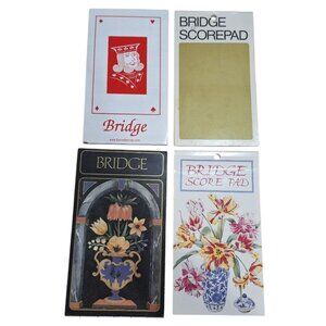 Bridge Score Cards Vintage Notebook Scratch Pads Card Game Flowers Set of 4
